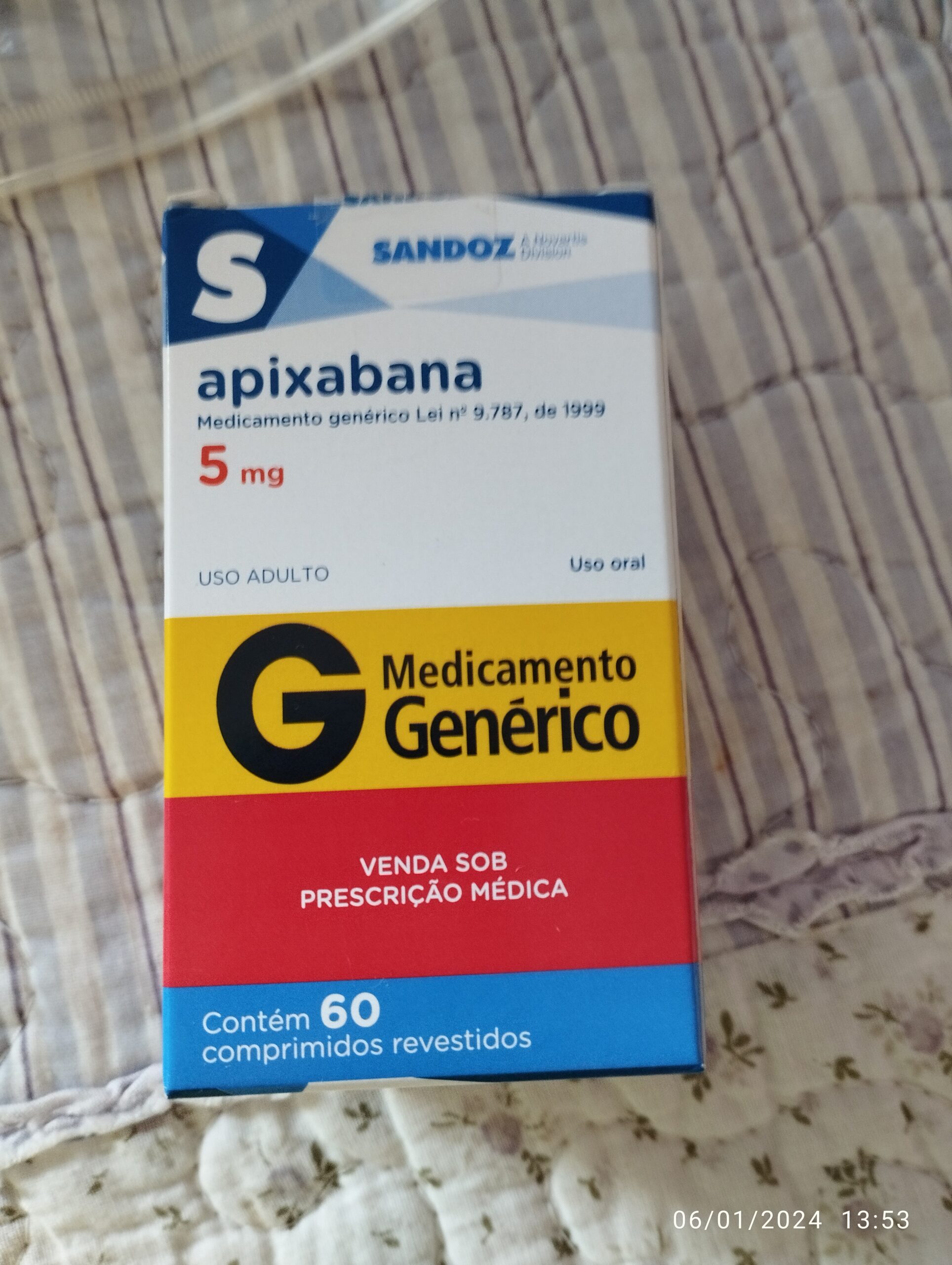 Apixabana 5mg 60 comprimidos